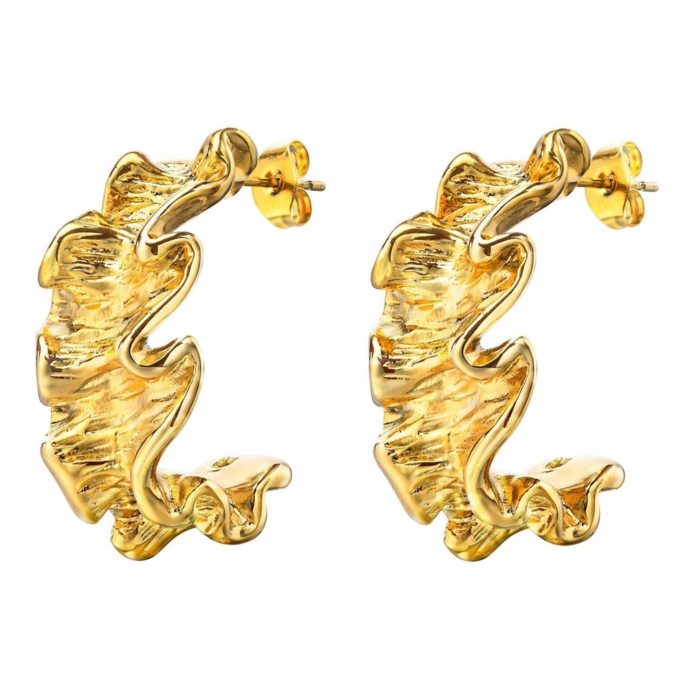 Gold Twisted Drop Earrings - Picture 2 of 2